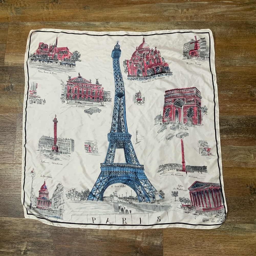 Parisian Landmark Scarf in Pink and Blue